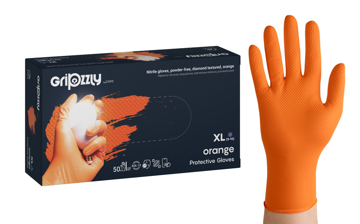 GRIPZZLY NITRILE GLOVES ORANGE