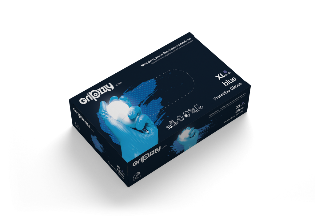 GRIPZZLY NITRILE GLOVES BLUE