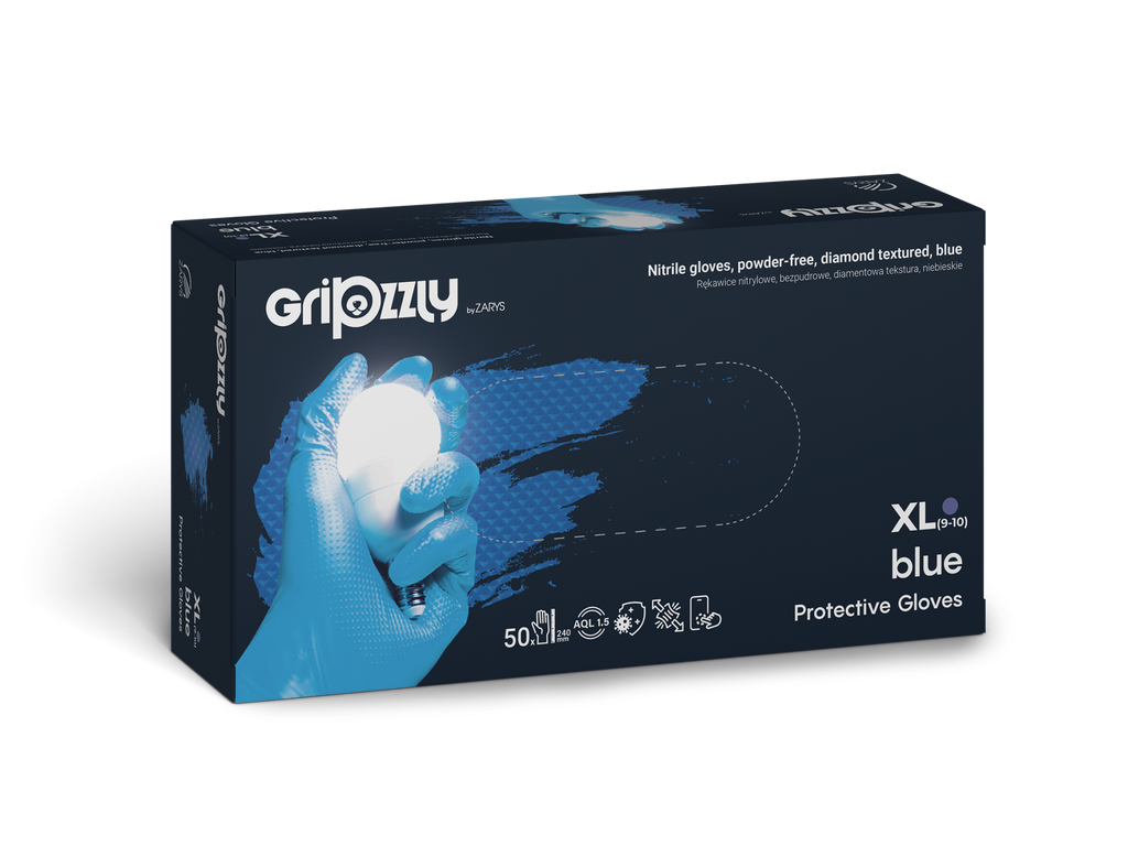 GRIPZZLY NITRILE GLOVES BLUE