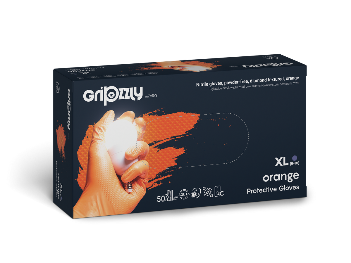 GRIPZZLY NITRILE GLOVES ORANGE