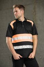ECO RIVAL POLO SHIRT BLACK/ORANGE