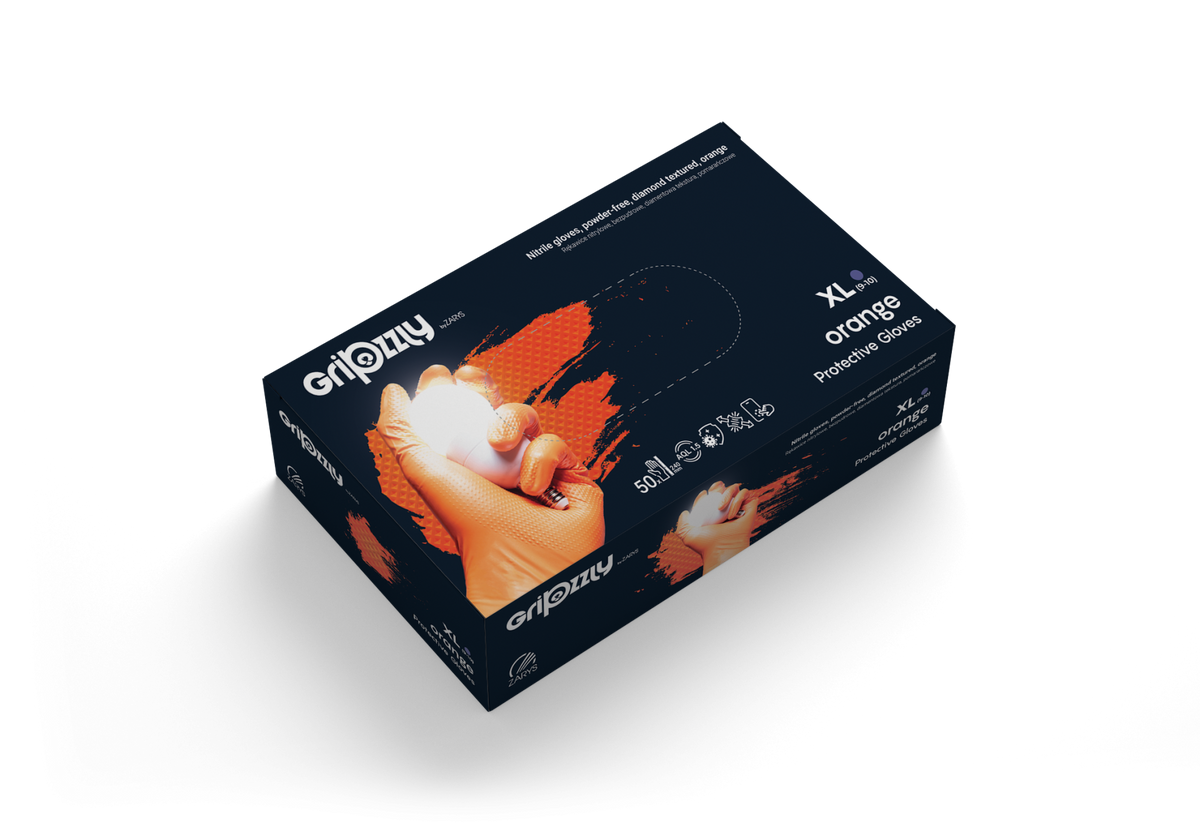GRIPZZLY NITRILE GLOVES ORANGE