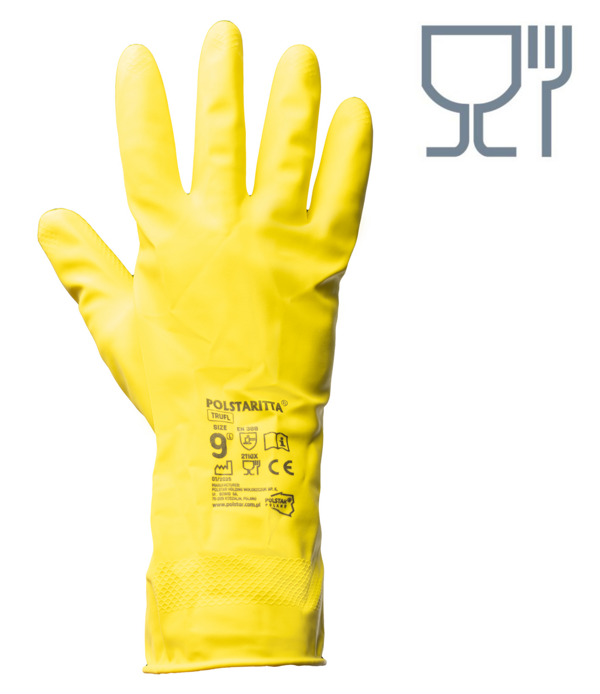 POLSTARITTA RUBBER FLOCKED GLOVES (2110X ) YELLOW